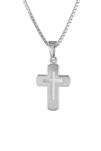 trendor Kinder-Anhänger Kreuz mit Kette 925 Silber 925 Halskette für Mädchen und Jungen, Silberkette mit Kreuz-Anhänger, Kreuzkette 48887 von trendor