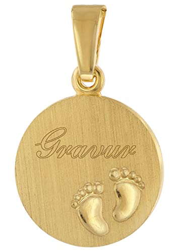 trendor Kinder Gravur-Anhänger Gold auf Silber 925 Babyfüße inklusive Wunsch-Gravur toller Gravurschmuck, Schmuckstück für Mädchen und Jungen 41202 von trendor