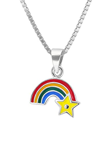 trendor Kinder-Halskette Silber 925 Collier mit Regenbogen-Anhänger wunderschöner Halsschmuck, liebevolle Geschenkidee für Kinder, 41679-40 40 cm von trendor