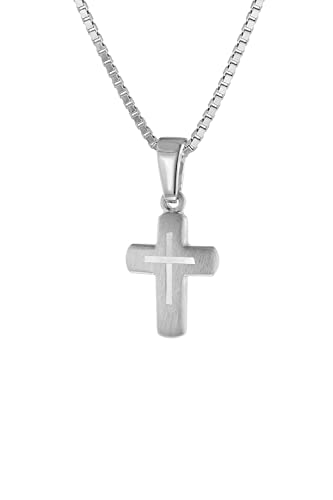 trendor Kinder-Halskette mit Kreuz 925 Silber Kette für Mädchen und Jungen, Silberkette mit Kreuz-Anhänger, Kreuzkette für Kids 48870 von trendor