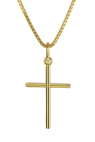 trendor Kreuz-Anhänger Gold 333 mit goldplattierter Halskette Geschenkidee aus Echtgold für Jungen und Mädchen 08496-42 42 cm von trendor