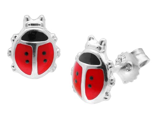trendor Kinder-Ohrringe Käfer Silber 925 Ohrstecker zauberhafter Ohrschmuck für Mädchen, elegante Geschenkidee, 68345 von trendor