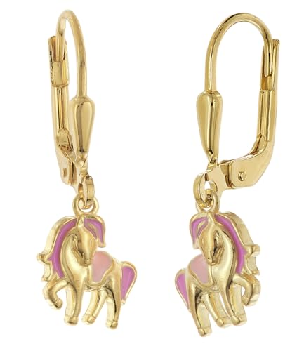trendor Kinder-Ohrringe Pferde-Ohrhänger 925 Silber Vergoldet liebevoller Ohrschmuck für Mädchen, wunderschöne Geschenkidee, 28500 von trendor