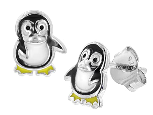 trendor Kinder Ohrringe Silber 925 Pinguin Ohrstecker zauberhafter Ohrschmuck für Mädchen aus Sterlingsilber, elegante Geschenkidee für Kids 41640 von trendor