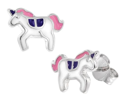 trendor Kinder-Ohrringe Silber 925 Einhorn Ohrstecker zauberhafter Ohrschmuck für Mädchen aus Sterlingsilber, elegante Geschenkidee für Kids 41649 von trendor