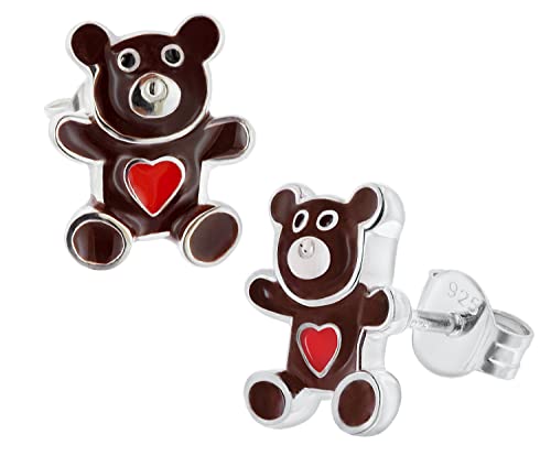 trendor Kinder-Ohrringe Silber 925 Teddybär Ohrstecker zauberhafter Ohrschmuck aus Sterlingsilber für Mädchen, elegante Geschenkidee für Kids 41647 von trendor