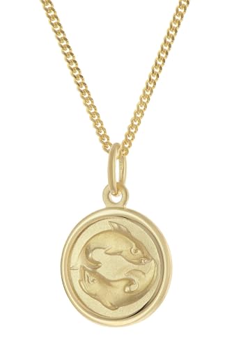 trendor Kinder Sternzeichen Fische Gold 333 mit vergoldeter Kette wunderschönes Schmuckstück für Mädchen und Jungen, zauberhafte Geschenkidee 28468-03-45 45 cm von trendor