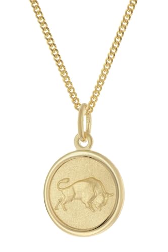 trendor Kinder Sternzeichen Stier Gold 333 mit vergoldeter Kette wunderschönes Schmuckstück für Mädchen und Jungen, zauberhafte Geschenkidee 28468-05-45 45 cm von trendor