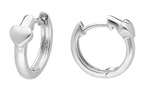 trendor 925 Kinder Ohrringe 925 Silber Klapp-Creolen mit Herz eleganter Ohrschmuck für Damen, zauberhafter Schmuck, zeitlose Geschenkidee, 41724 von trendor