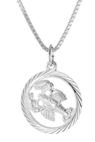 trendor Krebs Sternzeichen Halskette Silber 925 modischer Tierkreiszeichen Anhänger für Damen, Halsschmuck aus Sterlingsilber 15360-07-45 45 cm von trendor
