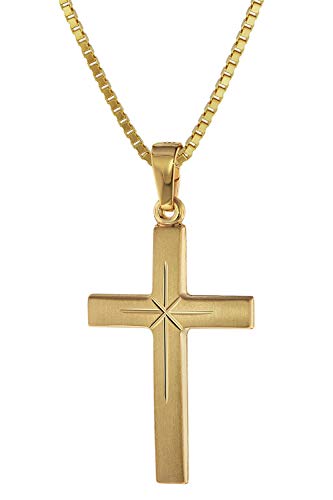 trendor Kreuz 24 mm Gold 333 (8 Karat) an Goldplattierter Silberkette 75278-40 40 cm von trendor