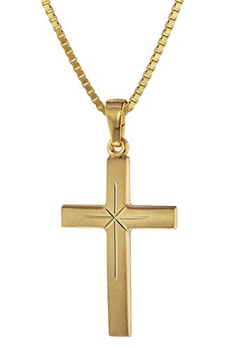 trendor Kreuz 24 mm Gold 333 (8 Karat) an Goldplattierter Silberkette 75278-42 42 cm von trendor