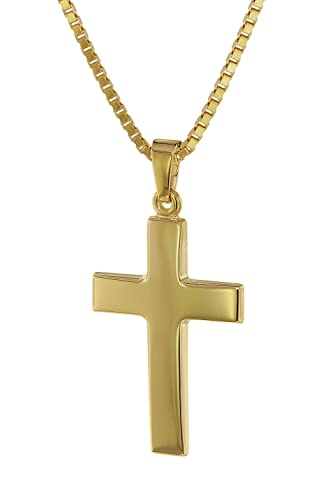 trendor Kreuz-Anhänger 24 mm Gold 333 (8 Kt.) mit plattierter Halskette 75221-40 40 cm von trendor