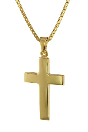 trendor Kreuz-Anhänger 24 mm Gold 333 (8 Kt.) mit plattierter Halskette 75221-50 50 cm von trendor