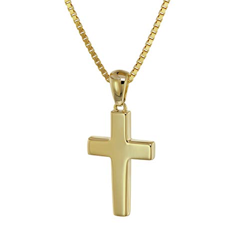 trendor Kreuz-Anhänger Gold 333/8 Karat mit vergoldeter Silberkette Damen Halskette, Gold Anhänger, Kreuz Anhänger aus Echtgold, edles Geschenk 75563 von trendor