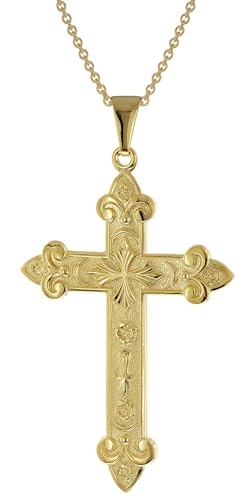 trendor Kreuz-Anhänger Gold 333/8K mit vergoldeter Silber-Herrenkette Halsschmuck für Männer, zeitloses Accessoire und edle Geschenkidee 15762-50 50 cm von trendor