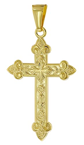 trendor Kreuz-Anhänger Gold 333 (8 Karat) 35 x 24 mm zeitloser Halsschmuck für Herren, elegante Geschenkidee aus Echtgold, 51997 von trendor