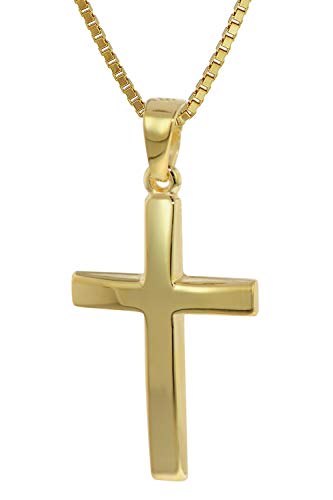 trendor Kreuz Anhänger Gold 333 (8 Karat) mit goldplattierter Kette für Damen, zeitloser Kreuz-Anhänger aus Echtgold, edles Geschenk 35796-40 40 cm von trendor