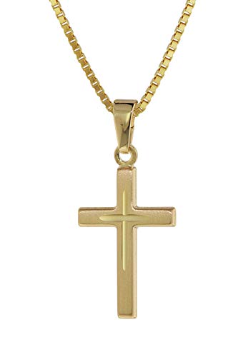 trendor Kreuz-Anhänger Gold 333 8 Kt. + Goldplattierte Silber-Halskette 75274-38 38 cm von trendor