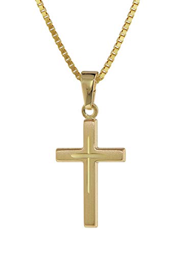 trendor Kreuz-Anhänger Gold 333 8 Kt. + Goldplattierte Silber-Halskette 75274-45 45 cm von trendor