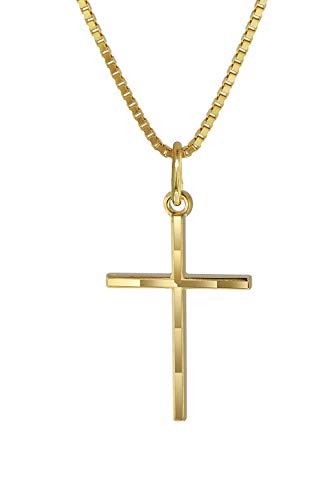 trendor Kreuz-Anhänger Gold 333 mit goldplattierter Kette Kinder Halskette, Gold Kreuz Anhänger für Jungen und Mädchen, Geschenk aus Echtgold 08492-38 38 cm von trendor