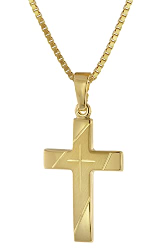 trendor Kreuz Anhänger Gold 333 mit goldplattierter Silberkette 75676-42 42 cm von trendor