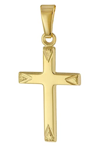 trendor Kreuz-Anhänger Gold 585/14 Karat für Damen, Herren, Kinder Goldanhänger, zeitloser Halsschmuck, elegante Geschenkidee, 51798 von trendor