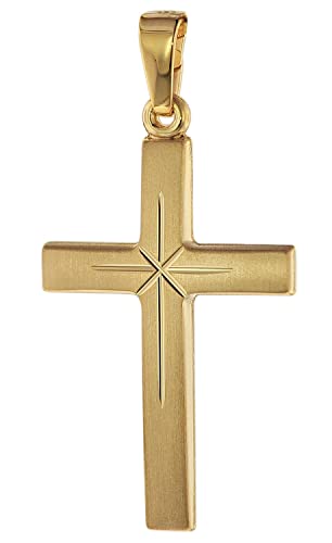 trendor Kreuz-Anhänger Gold 585 (14 Karat) 24 mm Damen und Herren Goldanhänger, modischer Kreuzanhänger, Geschenkidee, eleganter Schmuck aus Echtgold 75281 von trendor