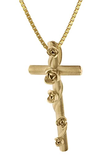 trendor Kreuz-Anhänger Rosenkreuz 333 Gold + goldplattierte Halskette 75787-45 45 cm von trendor