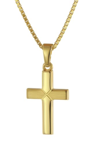 trendor Kreuz-Anhänger für Kinder Gold 333 mit goldplattierte Halskette 75680-38 38 cm von trendor