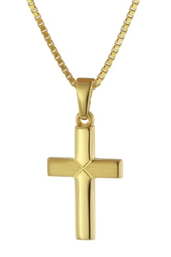 trendor Kreuz-Anhänger für Kinder Gold 333 mit goldplattierte Halskette 75680-42 42 cm von trendor