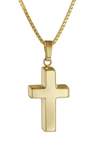 trendor Kreuz Gold 333 / 8K mit goldplattierter Venezianer Damen-Kette zauberhafter Halsschmuck für Frauen, diese Halskette ist eine tolle Geschenkidee, 39999 von trendor