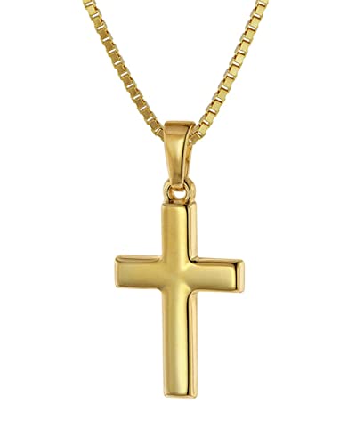 trendor Kreuz für Kinder 18 mm Gold 333/8 Karat mit vergoldeter Kette für Jungen und Mädchen, Halskette mit Kreuz-Anhänger, Geschenkidee 75421-38 38 cm von trendor