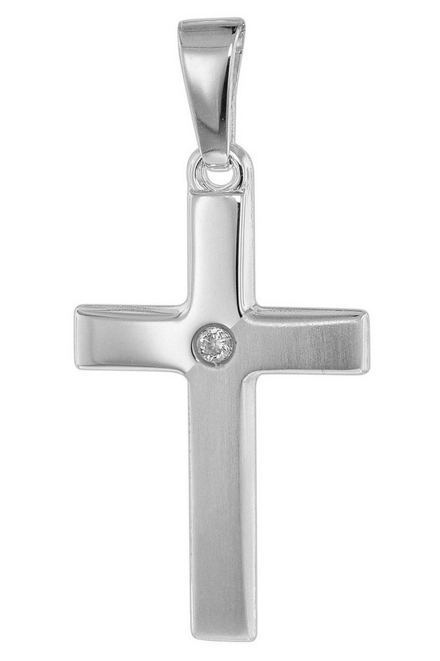 trendor Kreuzanhänger Kreuz mit Zirkonia 19 mm Weißgold 585 / 14K von trendor
