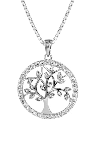 trendor Lebensbaum Anhänger mit Venezianer Kette 925 Silber modischer Silberschmuck für Damen, diese Halskette ist eine tolle Geschenkidee, 08544-42 42 cm von trendor