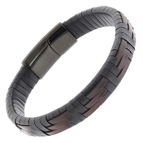 trendor Leder-Armband für Herren Schwarz/Braun dieser modische Armschmuck für Herren ist ein Fashion-Highlight, Armband aus Leder, Geschenkidee, 75879 von trendor