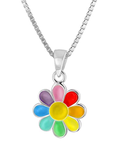 trendor Mädchen-Halskette mit Blume Silber 925 Collier wunderschöner Halsschmuck, liebevolle Geschenkidee für Kinder, 41697-40 40 cm von trendor