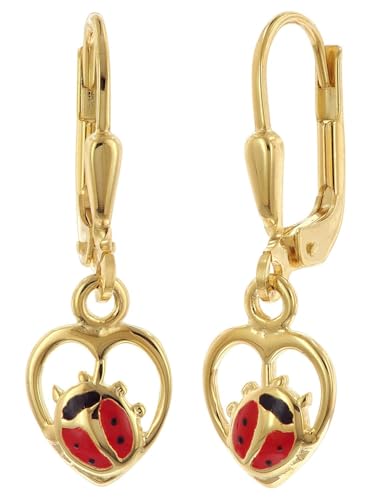 trendor Mädchen-Ohrringe Gold 333/8K Ohrhänger mit Glückskäfer liebevoller Ohrschmuck für Kinder, elegante Gechenkidee und modisches Accessoire 68432 von trendor