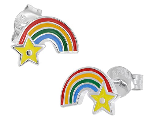 trendor Mädchen-Ohrringe Silber 925 Regenbogen/Stern zauberhafter Ohrschmuck für Mädchen aus Sterlingsilber, elegante Geschenkidee für Kids 41642 von trendor