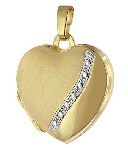 trendor Medaillon Herz-Anhänger Bicolor 333 Gold 8 Karat zauberhaftes Gold-Medaillon für Damen, einzigartiger Goldschmuck für Frauen, Geschenkidee, 75780 von trendor