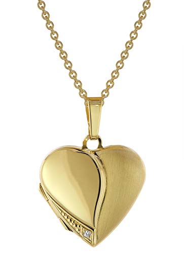 trendor Medaillon Herz mit Damen-Halskette Gold auf Silber 925 75738-60 60 cm von trendor