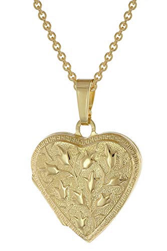 trendor Medaillon Herz mit Kette Gold plattiertes 925 Silber 39535-50 50 cm von trendor