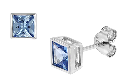 trendor Damen-Ohrringe 925 Silber Ohrstecker synthetischer Aquamarin Ohrschmuck aus Sterlingsilber, elegante Geschenkidee für Frauen mit Geburtsstein 51670-02 von trendor