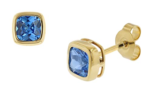 trendor Ohrringe Gold 333 / 8K Ohrstecker Zirkonia London Blau Ohrschmuck aus Echtgold, elegante Geschenkidee für Damen, 51684-03 von trendor