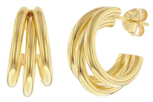trendor Ohrringe Halb-Creolen 925 Silber Vergoldet Steckcreolen ⌀ 20 mm modischer Ohrschmuck für Damen, elegante Geschenkidee für Frauen, 15925 von trendor