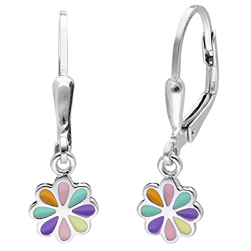 trendor Ohrringe für Mädchen Silber 925 Ohrhänger mit Blüte zauberhafter Ohrschmuck für Mädchen aus Sterlingsilber, elegante Geschenkidee für Kids 41594 von trendor