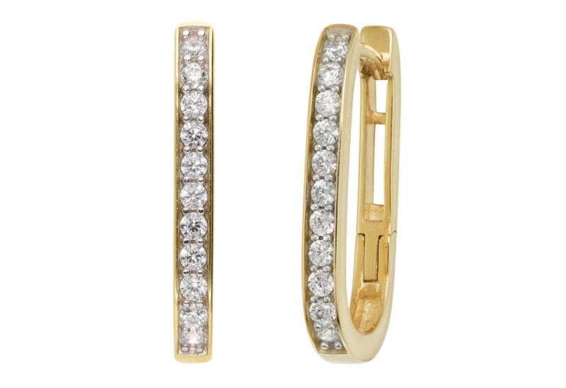 trendor Paar Creolen Damen-Gold 333/8K Klapp-mit Zirkonia von trendor