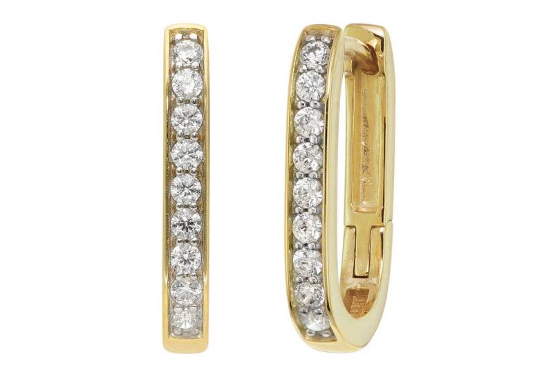 trendor Paar Creolen Damen-Gold 333/8K Klapp-mit Zirkonia von trendor