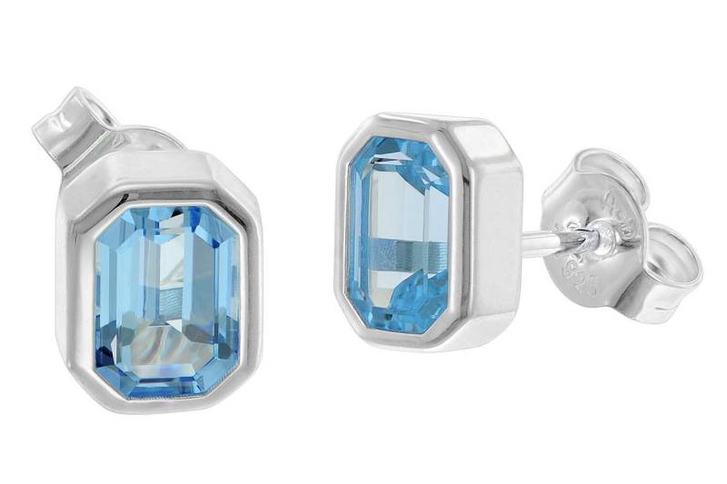 trendor Paar Ohrstecker Damen-925 Silber Blautopas von trendor