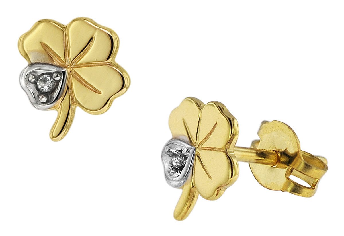 trendor Paar Ohrstecker Damen Kleeblatt 333 Gold 8 Karat Bicolor von trendor